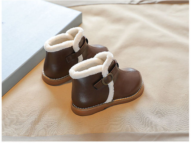 Dziewczęce skórzane buty krótkie jesienne i zimowe oraz aksamitne bawełniane buty dziecięce - Wianko - 12