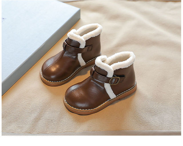 Dziewczęce skórzane buty krótkie jesienne i zimowe oraz aksamitne bawełniane buty dziecięce - Wianko - 11