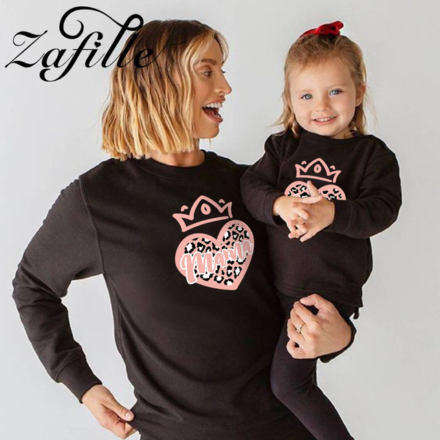 Zestaw bluz ZAFILLE Serce Rodzina dla Mamy i Córki w jednolitym kolorze - Wianko - 32