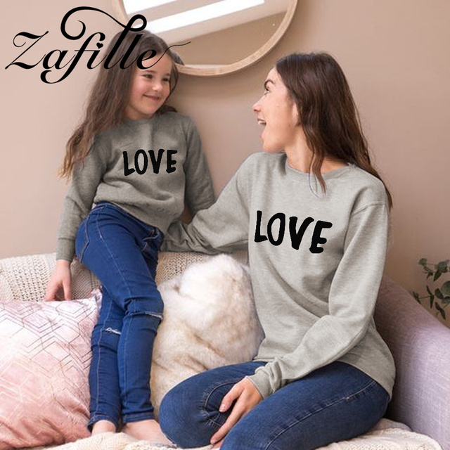 Zestaw bluz ZAFILLE Serce Rodzina dla Mamy i Córki w jednolitym kolorze - Wianko - 18