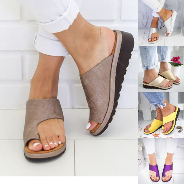 Platformowe sandały damskie z ortopedyczną podeszwą i wygodnymi płaskimi obcasami, nowość 2020, rozmiar 35-43 - Wianko - 2
