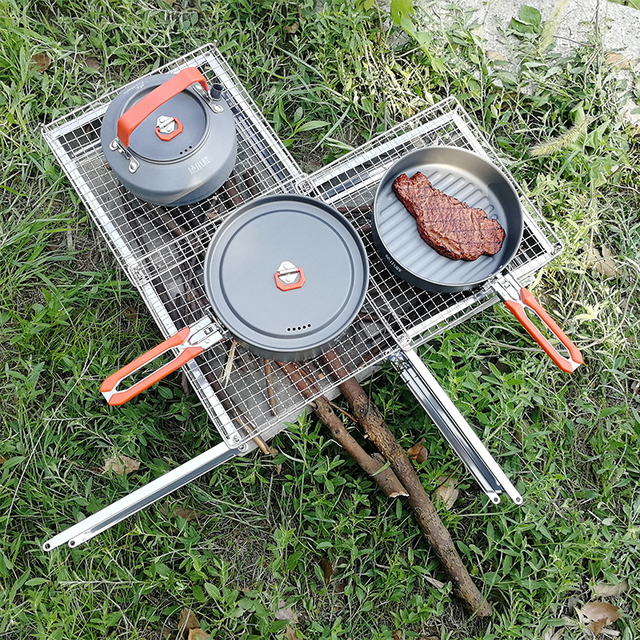 Mini składany grill ogniskowy na drewno do biwaku na węgiel zewnętrzny+piec do grilla odbicia ramy na zewnątrz - Wianko - 14