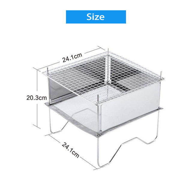 Mini składany grill ogniskowy na drewno do biwaku na węgiel zewnętrzny+piec do grilla odbicia ramy na zewnątrz - Wianko - 4