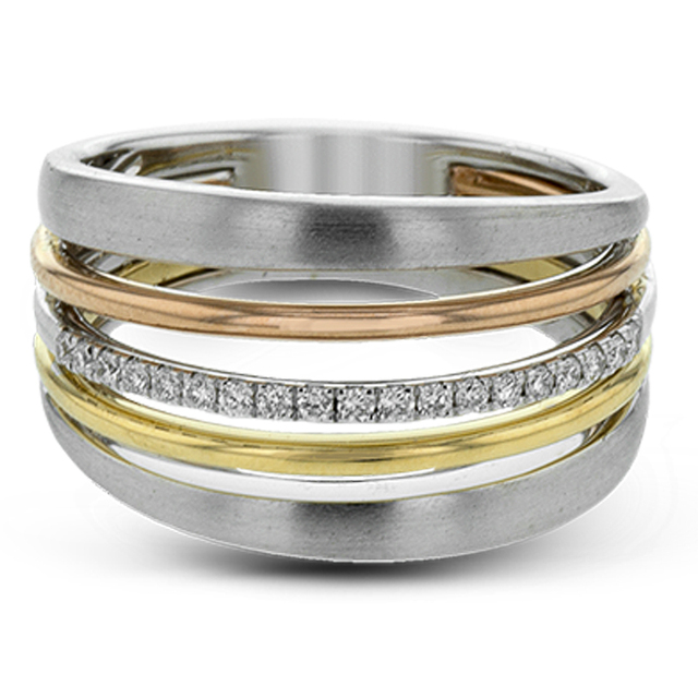 Nowoczesny Pierścionek Ring Finger dla Kobiet - Pięciorzędowy, Trzy Kolorowy, Unikalny Design, Idealny na Codzienne Party - Wianko - 3