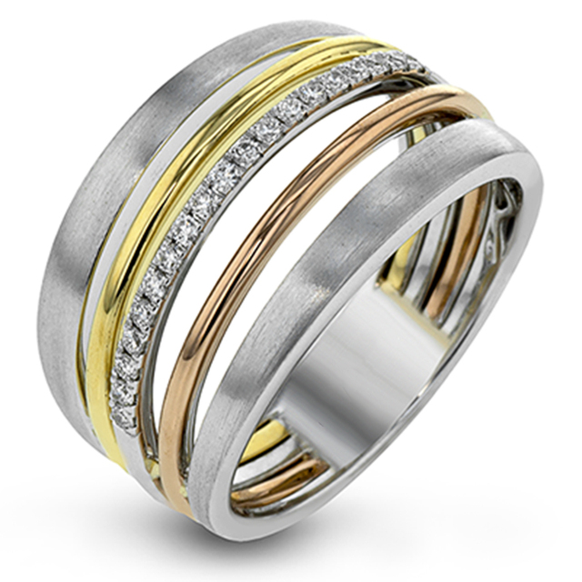 Nowoczesny Pierścionek Ring Finger dla Kobiet - Pięciorzędowy, Trzy Kolorowy, Unikalny Design, Idealny na Codzienne Party - Wianko - 2