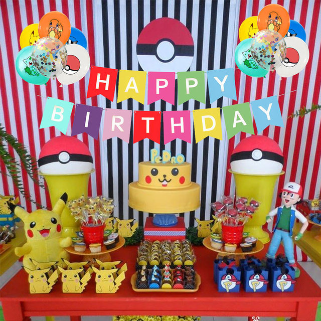Dekoracje urodzinowe Pokemon Pikachu, Charmander, Squirtle - balon foliowy, rysunek anime, dla dzieci, chłopców i dziewczynek - prezenty urodzinowe - Wianko - 4