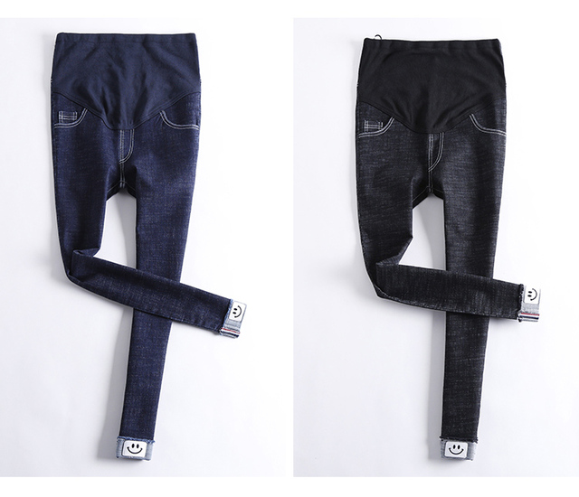 Dżinsowe spodnie ciążowe zimowe - Wianko - 20