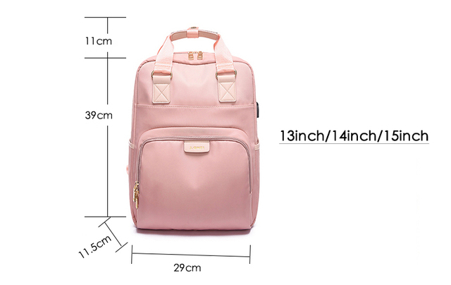 Wodoodporny plecak na laptopa dla kobiet z funkcją antykradzieżową i ładowaniem USB - Macbook 13.3, 14, 15.6, 16 cali - Mochila - Wianko - 1