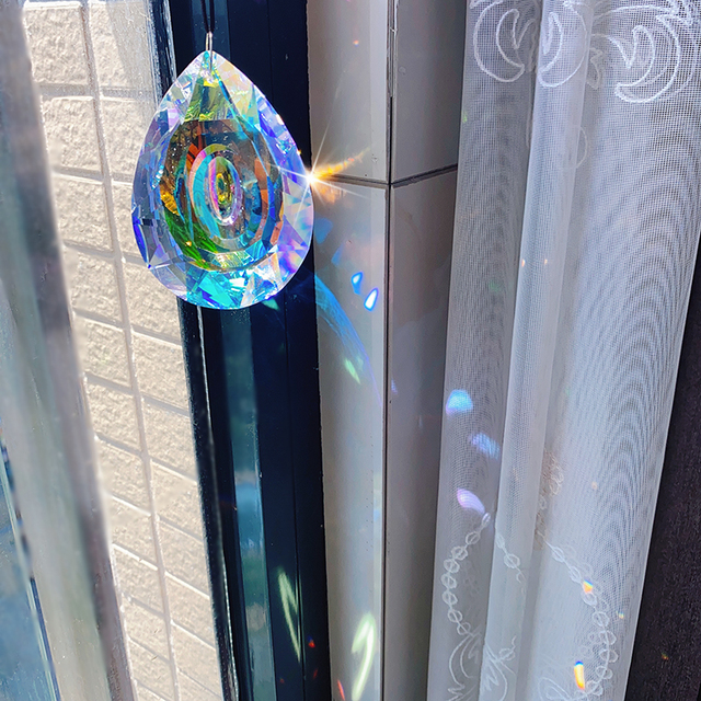 Wiszący kryształowy pryzmatyczny wisiorek AB kolor, 76mm, H&D, tęczowe krople do żyrandola, dekoracja domowa ogrodu - Wianko - 7