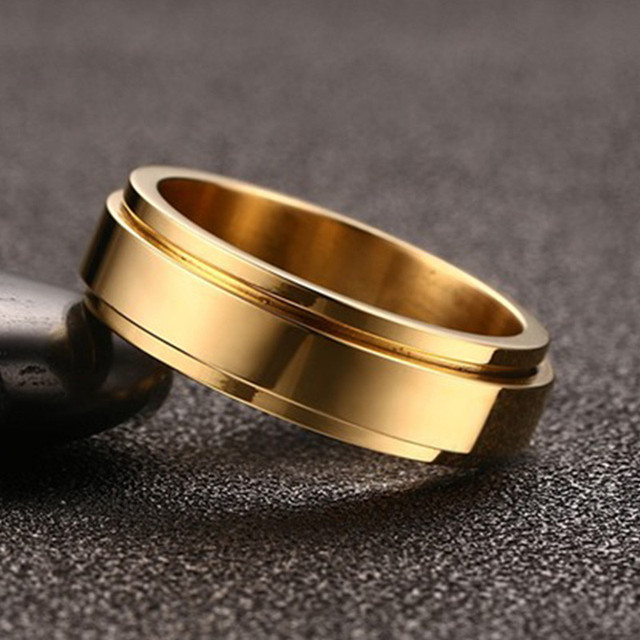 Personalizowany pierścień Spinner ze spersonalizowanym grawerowaniem, kolor złoty i srebrny, stal nierdzewna - Wianko - 11