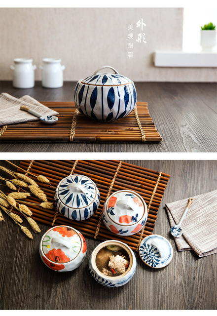 Zestaw 2 sztuk ceramicznych garnków do zupy japońskiego stylu z pokrywką i możliwością gotowania na parze - Wianko - 3