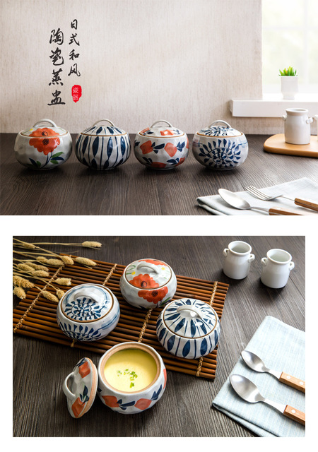 Zestaw 2 sztuk ceramicznych garnków do zupy japońskiego stylu z pokrywką i możliwością gotowania na parze - Wianko - 2