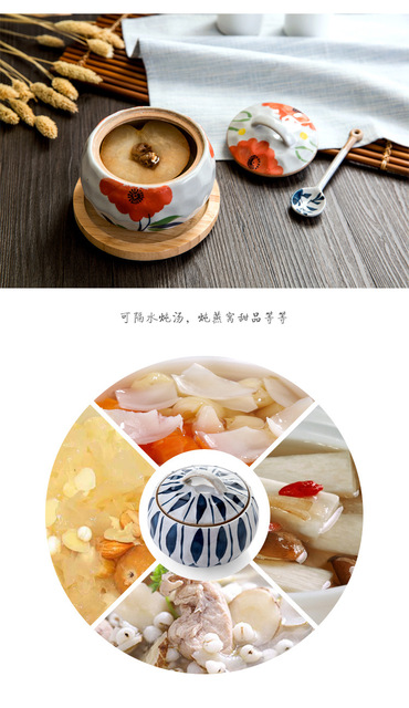 Zestaw 2 sztuk ceramicznych garnków do zupy japońskiego stylu z pokrywką i możliwością gotowania na parze - Wianko - 5