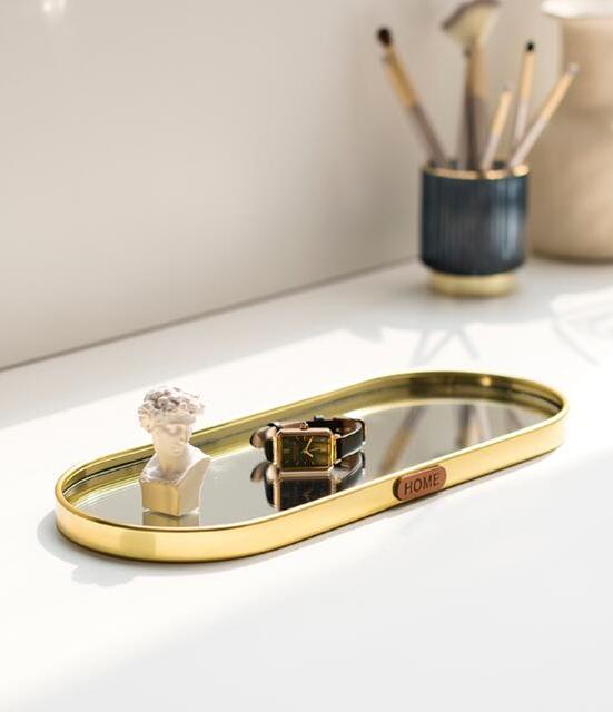 Taca domowa z lustrzaną powierzchnią styl skandynawski, lekkie złote elementy luksusowej biżuterii - Wianko - 5