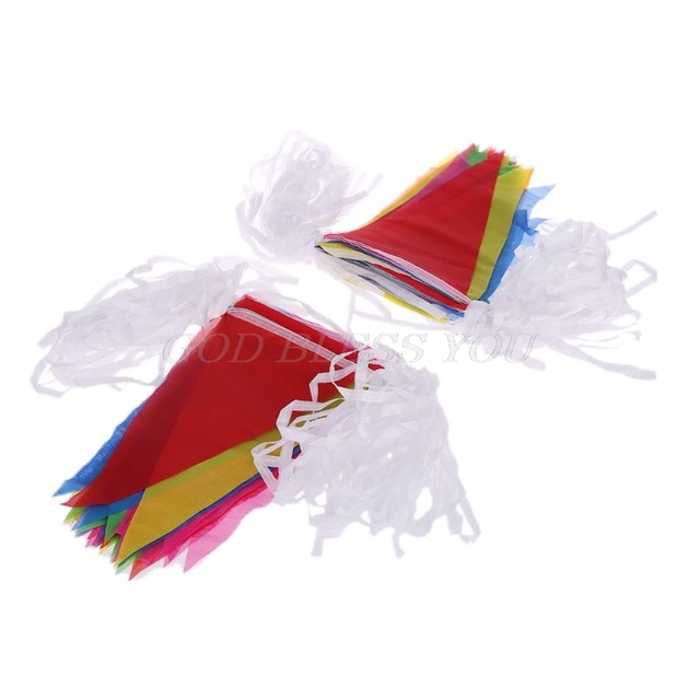 Flagi proporczyk trznadel, kolorowe banner garland - 80m, dekoracje festiwalowe i party - Wianko - 3