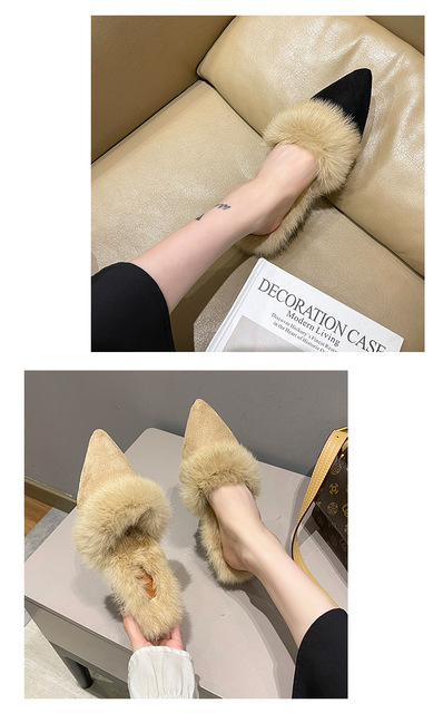Włoskie futrzane sandały na wysokim obcasie z futrzanym noskiem, eleganckie i modne buty na zimę 2021 - Wianko - 4