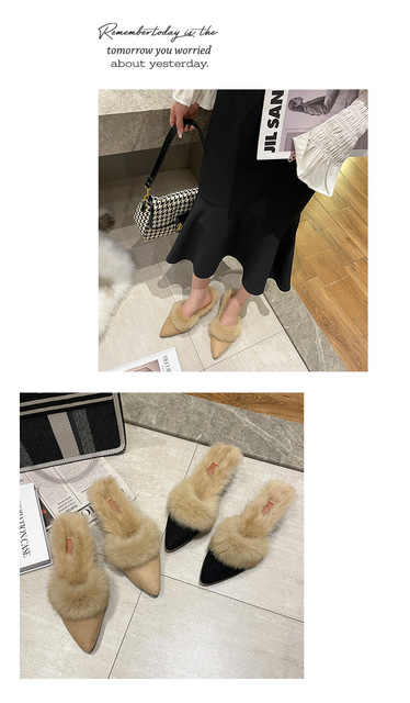 Włoskie futrzane sandały na wysokim obcasie z futrzanym noskiem, eleganckie i modne buty na zimę 2021 - Wianko - 7