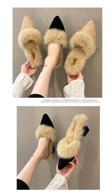 Włoskie futrzane sandały na wysokim obcasie z futrzanym noskiem, eleganckie i modne buty na zimę 2021 - Wianko - 1