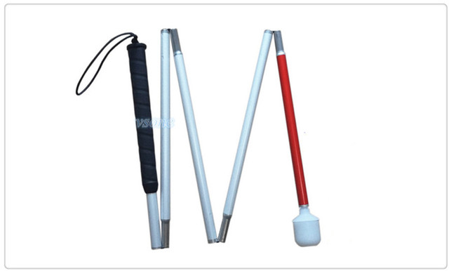 Składana trzcina dla niewidomych z czarną rękojeścią, 105-155 cm, aluminium (5 sekcji) - Wianko - 4