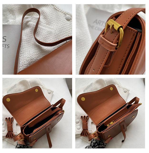 Skórzana torebka listonoszka na ramię dla kobiet w brązowym kolorze - Trend 2021 luksusowy projektant - Wianko - 5