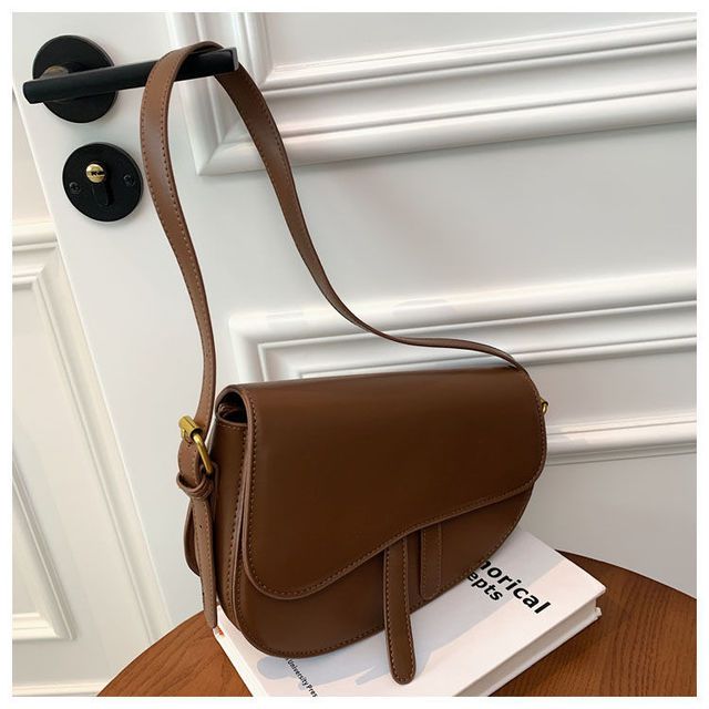 Skórzana torebka listonoszka na ramię dla kobiet w brązowym kolorze - Trend 2021 luksusowy projektant - Wianko - 26