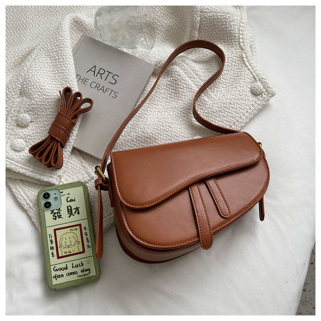 Skórzana torebka listonoszka na ramię dla kobiet w brązowym kolorze - Trend 2021 luksusowy projektant - Wianko - 25