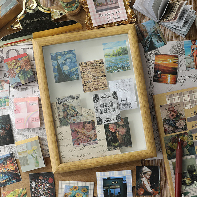 Naklejki Vintage - 50 sztuk, papierowa książka DIY, terminarz, planer, dekoracja, Memoir, seria naklejek Album, Scrapbooking Kawaii - Wianko - 13