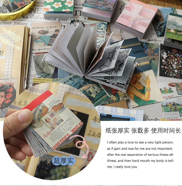 Naklejki Vintage - 50 sztuk, papierowa książka DIY, terminarz, planer, dekoracja, Memoir, seria naklejek Album, Scrapbooking Kawaii - Wianko - 9