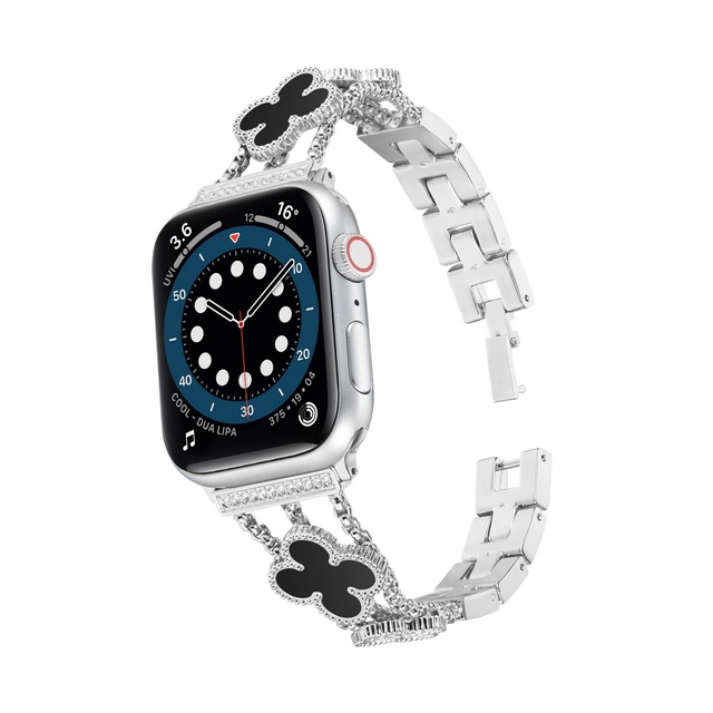Pasek metalowy do Apple Watch 7/6/SE/5/4 45mm/41mm/44mm/40mm ze stali nierdzewnej z diamentami dla kobiet - Wianko - 14