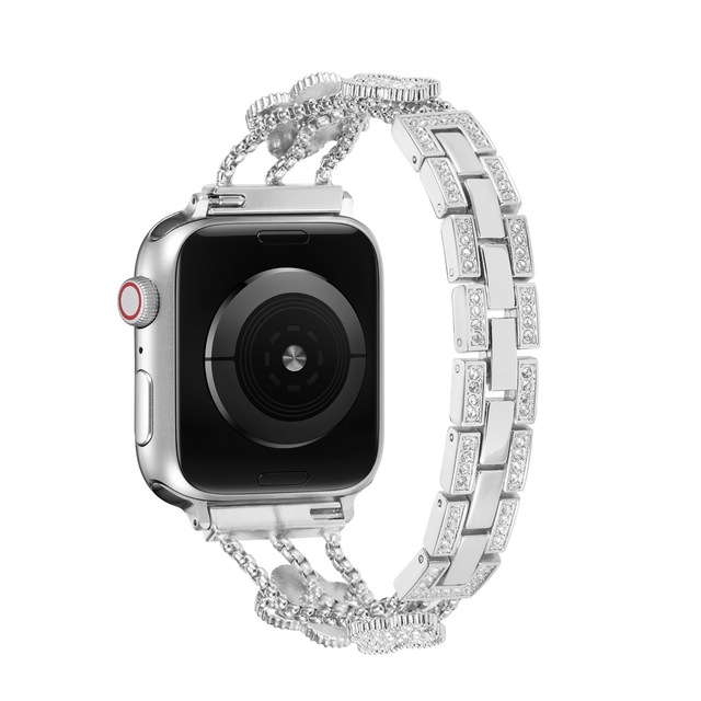 Pasek metalowy do Apple Watch 7/6/SE/5/4 45mm/41mm/44mm/40mm ze stali nierdzewnej z diamentami dla kobiet - Wianko - 7