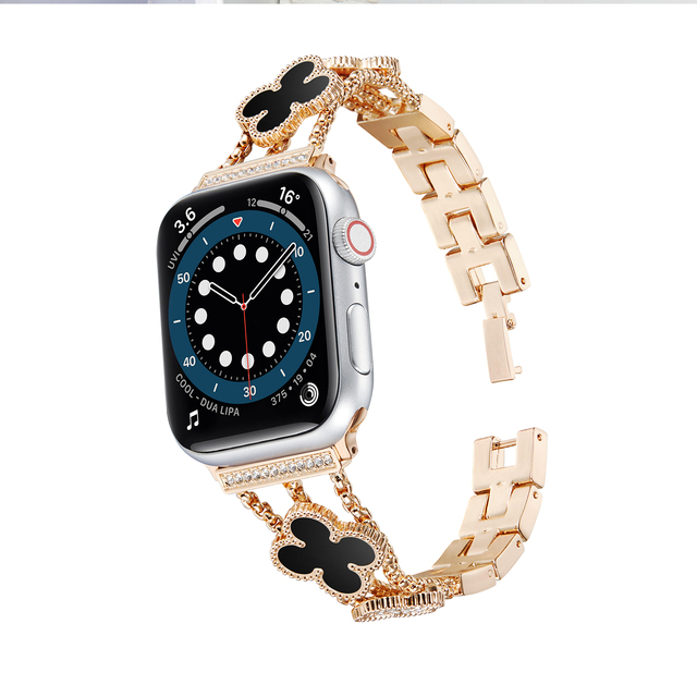 Pasek metalowy do Apple Watch 7/6/SE/5/4 45mm/41mm/44mm/40mm ze stali nierdzewnej z diamentami dla kobiet - Wianko - 12