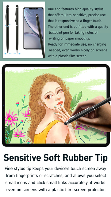 Uniwersalny Rysik Stylus 2w1 z Ekranem Pojemnościowym dla Tabletów Android - Mobilny Długopis Rysujący Caneta Touch Pen - Wianko - 5
