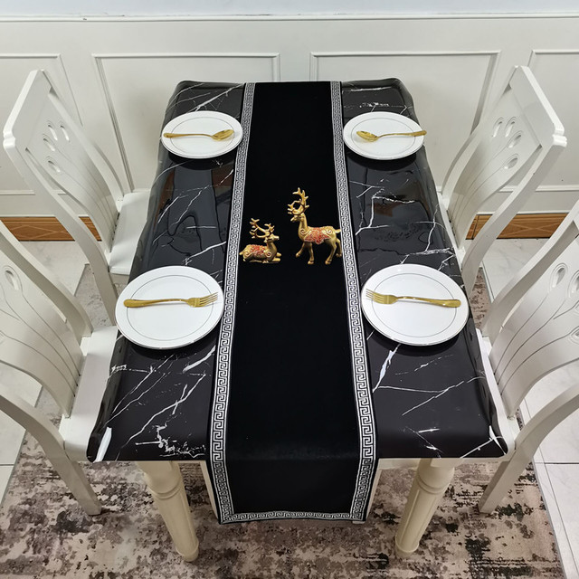 Aksamitne hafty bieżniki w nowoczesnym chińskim stylu: luksusowy czarny prostokątny stół - Wianko - 2