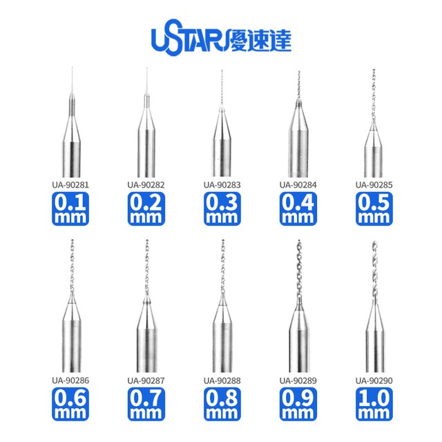 Model dłoni wiertarka Ustar UA90281-90290 ze stalą wolframową - wysoka precyzja, 0.1mm ~ 1.0mm wiertła - narzędzie DIY dla dorosłych - Wianko - 2
