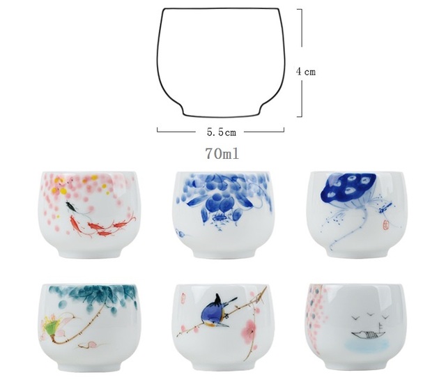 Tradycyjny kubek na herbatę - ceramiczny, chińska porcelana, styl retro, ręcznie malowany, 70ml (H314) - Wianko - 3