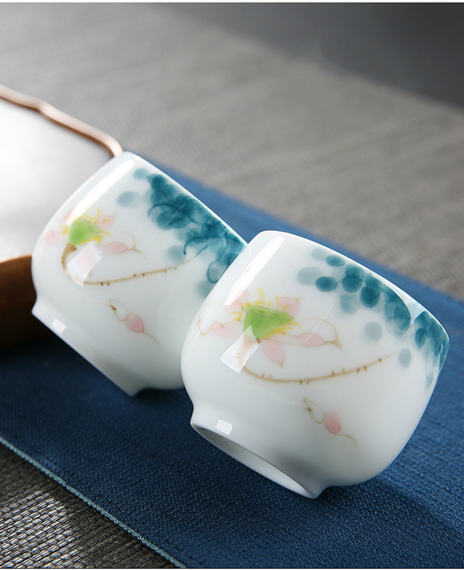 Tradycyjny kubek na herbatę - ceramiczny, chińska porcelana, styl retro, ręcznie malowany, 70ml (H314) - Wianko - 5