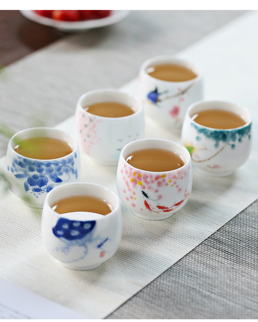 Tradycyjny kubek na herbatę - ceramiczny, chińska porcelana, styl retro, ręcznie malowany, 70ml (H314) - Wianko - 1