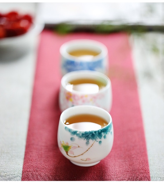 Tradycyjny kubek na herbatę - ceramiczny, chińska porcelana, styl retro, ręcznie malowany, 70ml (H314) - Wianko - 10