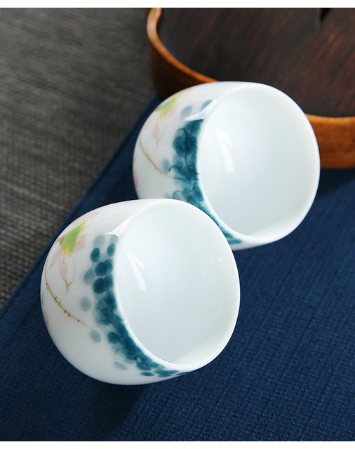 Tradycyjny kubek na herbatę - ceramiczny, chińska porcelana, styl retro, ręcznie malowany, 70ml (H314) - Wianko - 6