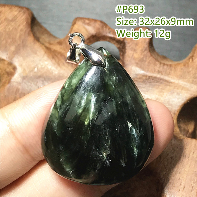 Naszyjnik Seraphinite - naturalna zieleń, uzdrowienie, biżuteria srebrna AAAAA (32x26x9mm) - Wianko - 2