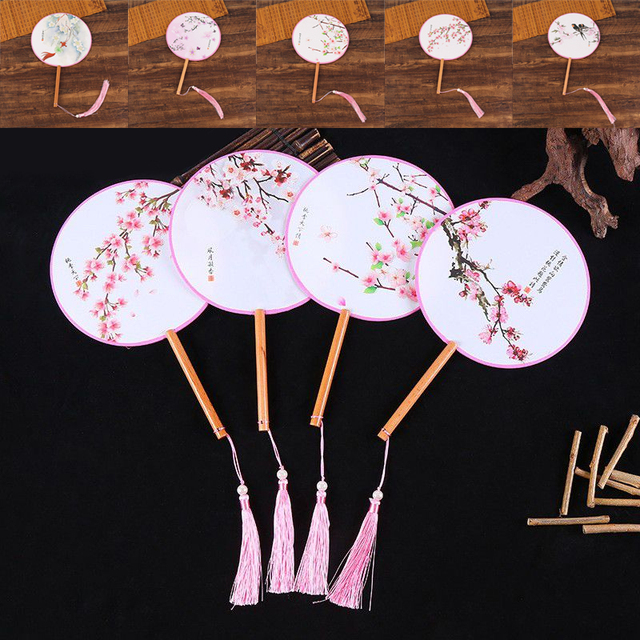 Ozdobny składany wachlarz w stylu chińskim z motywem kwiatów i ptaków - Wianko - 8