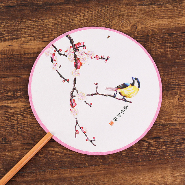 Ozdobny składany wachlarz w stylu chińskim z motywem kwiatów i ptaków - Wianko - 11