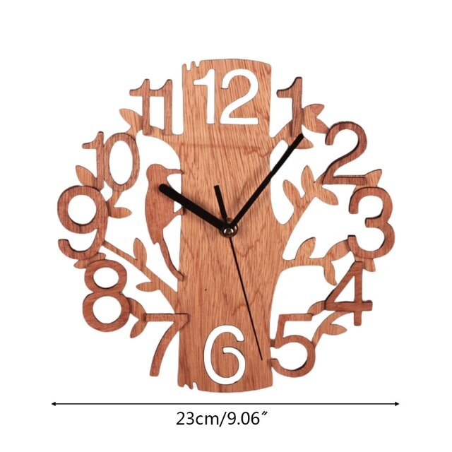 Drewniany zegar ścienny w kształcie drzewa Q9QF - DIY, zasilany bateryjnie, idealny do biura i salonu - Wianko - 6
