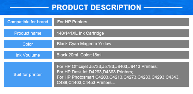 HINICOLE 140 XL - wymiana wkładu z tuszem do drukarek HP 140 dla Photosmart C4583 C4283 C4483 C5283 D5363 - Wianko - 2
