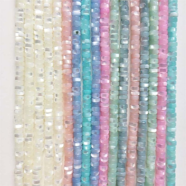 Koraliki Heishi z naturalnego kamienia - płaskie, barwione, okrągłe, małe gruszki z powłoką perły, idealne do tworzenia biżuterii DIY: naszyjniki, bransoletki, kolczyki - Wianko - 1