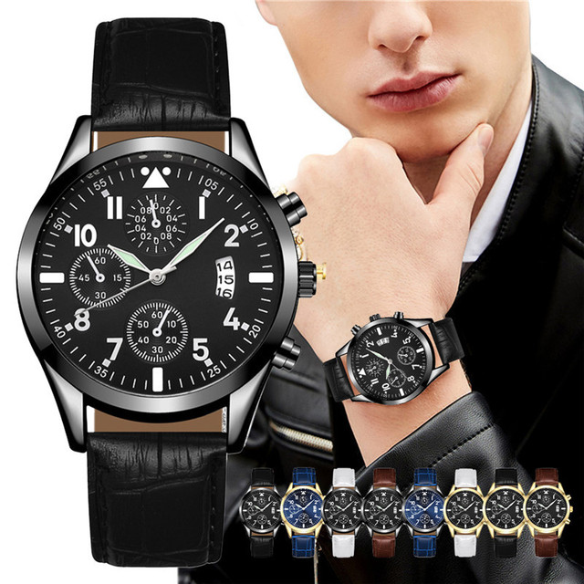 Zegarek męski z podświetleniem, datą i luksusowym skórzanym paskiem - Wianko - 1