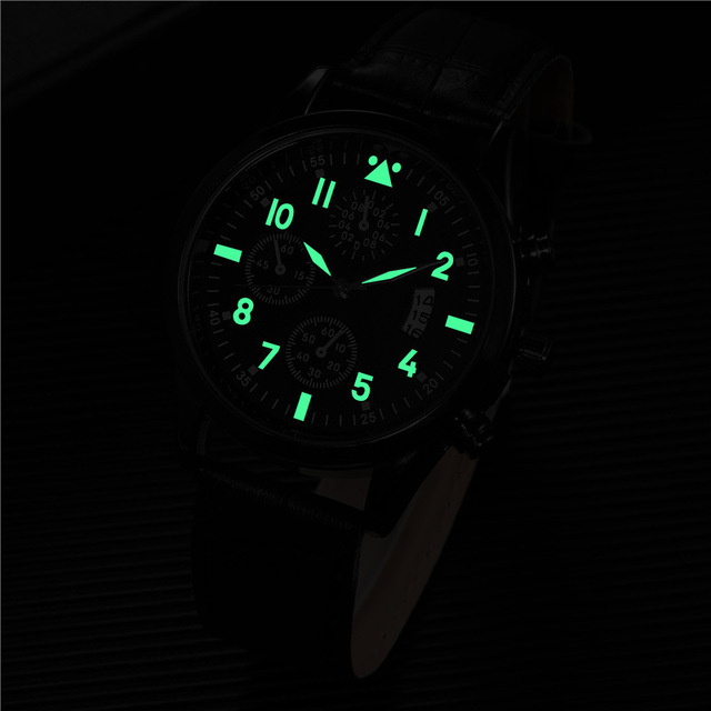 Zegarek męski z podświetleniem, datą i luksusowym skórzanym paskiem - Wianko - 3