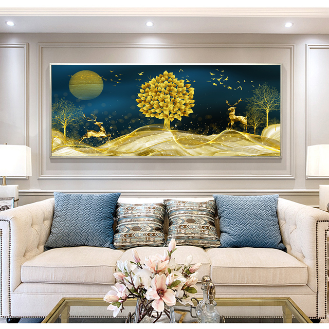 Abstrakcyjny złoty jeleń na plaży - plakaty i obrazy na płótnie dla salonu - Wianko - 11