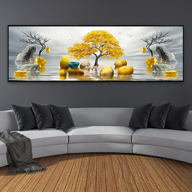 Abstrakcyjny złoty jeleń na plaży - plakaty i obrazy na płótnie dla salonu - Wianko - 8