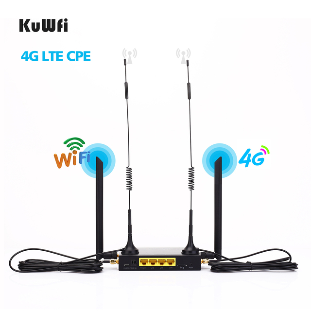 Router bezprzewodowy KuWFi 4G LTE z gniazdem na kartę SIM i 4 antenami zewnętrznymi - szybkie WiFi do 300 mb/s dla 32 użytkowników - Wianko - 3